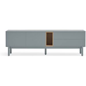 Teulat Corvo - Meuble tv 2 portes 2 tiroirs en bois L180cm - Couleur - Gris clair