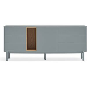 Teulat Corvo - Buffet 1 porte 6 tiroirs en bois L180cm - Couleur - Gris clair