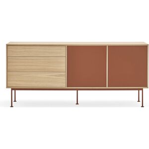 Teulat Yoko - Buffet 2 portes 3 tiroirs en bois L180cm - Couleur - Rouge brique