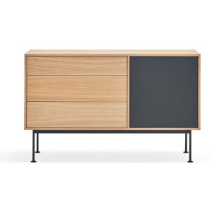 Teulat Yoko - Buffet 1 porte 3 tiroirs en bois L128cm - Couleur - Gris anthracite