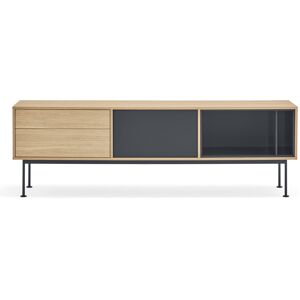 Teulat Yoko - Meuble tv 1 porte 2 tiroirs en bois L180cm - Couleur - Gris anthracite