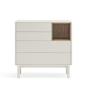 Teulat Corvo - Commode 4 tiroirs 1 niche en bois L90xH90cm - Couleur - Blanc