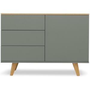 Tenzo Amelia - Buffet en bois 1 porte 3 tiroirs L109cm - Couleur - Gris