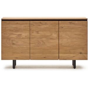 Kave Home Uxue - Buffet 3 portes en bois massif d'acacia et métal L150xH78cm - Couleur - Bois clair