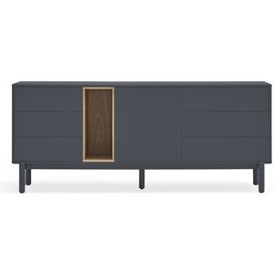 Teulat Corvo - Buffet 1 porte 6 tiroirs en bois L180cm - Couleur - Gris anthracite