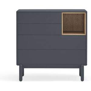 Teulat Corvo - Commode 4 tiroirs 1 niche en bois L90xH90cm - Couleur - Gris anthracite