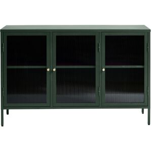 No name Bjorn - Buffet 3 portes en verre strié et métal L132cm - Couleur - Vert foncé