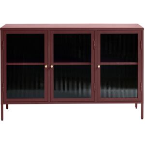 No name Bjorn - Buffet 3 portes en verre strié et métal L132cm - Couleur - Bordeaux