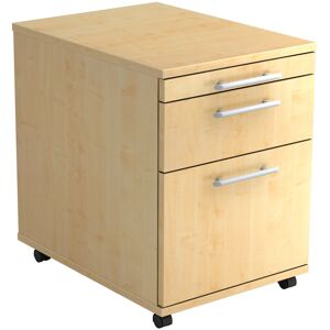 hjh OFFICE PRO BARI 1605 RE - Caisson bureau sur roulettes Érable avec dispositif pour dossiers suspendus poignée de bastingage plastique