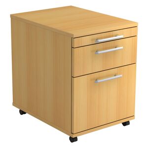 hjh OFFICE PRO BARI 1605 RE - Caisson bureau sur roulettes Hêtre avec dispositif pour dossiers suspendus poignée de bastingage plastique