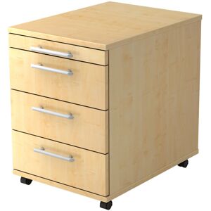 hjh OFFICE PRO BARI 1606 RE - Caisson bureau sur roulettes Érable avec 3 tiroirs poignée de bastingage plastique