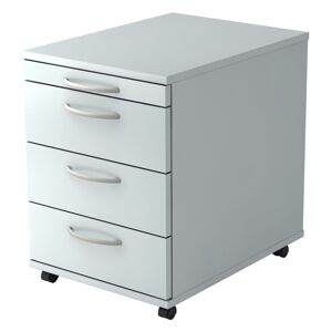 hjh OFFICE PRO BARI 1606 BO - Caisson bureau sur roulettes Gris avec 3 tiroirs poignee arche plastique