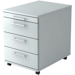 hjh OFFICE PRO BARI 1606 RE - Caisson bureau sur roulettes Gris avec 3 tiroirs poignée de bastingage plastique