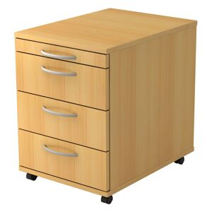 hjh OFFICE PRO BARI 1606 BO - Caisson bureau sur roulettes Hetre avec 3 tiroirs poignee arche plastique