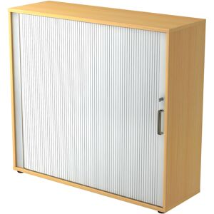 hjh OFFICE PRO BETA 1733S - Hêtre Armoire à rideaux poignée striée en plastique