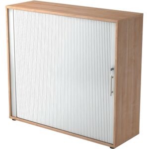 hjh OFFICE PRO BETA 1733S - Noyer Armoire à rideaux poignée de bastingage plastique