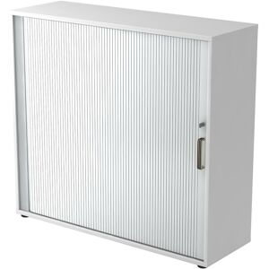 hjh OFFICE PRO BETA 1733S - Blanc Armoire à rideaux poignée striée en plastique