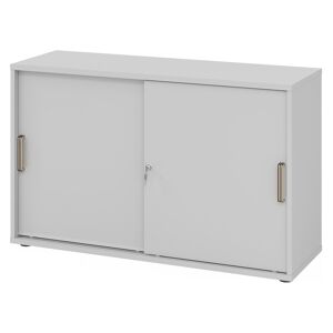 hjh OFFICE PRO BETA 1752S - Gris Armoire a portes coulissantes poignee striee en plastique