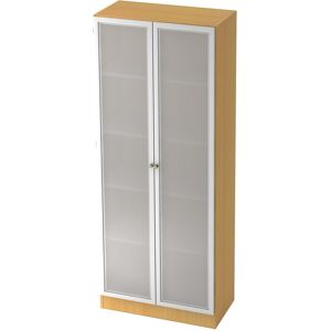 hjh OFFICE PRO SIGNA K 6100G SG - Hêtre/Argent avec bouton Armoire avec portes en verre dépoli