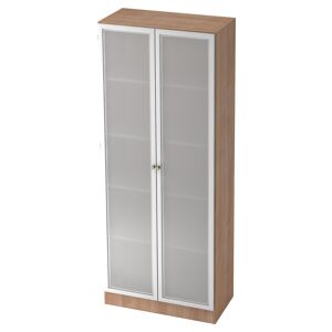 hjh OFFICE PRO SIGNA K 6100G SG - Noyer/Argent avec bouton Armoire avec portes en verre dépoli