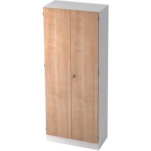 hjh OFFICE PRO SIGNA K 6100 SG - Blanc/Noyer avec bouton (verrouillable) Armoire