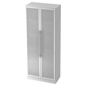 hjh OFFICE PRO SIGNA G 7100G RE - Armoire avec portes en verre depoli poignee de bastingage plastique blanc/argent