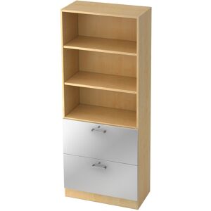 hjh OFFICE PRO SIGNA G 7300 CE - Érable/Argent Armoire avec dispositif pour dossiers suspendus (verrouillable) poignée chrome métal