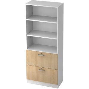 hjh OFFICE PRO SIGNA G 7300 CE - Blanc/Chêne Armoire avec dispositif pour dossiers suspendus (verrouillable) poignée chrome métal