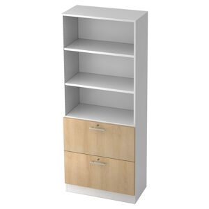 hjh OFFICE PRO SIGNA G 7300 RE - Blanc/Chêne Armoire avec dispositif pour dossiers suspendus (verrouillable) poignée de bastingage plastique