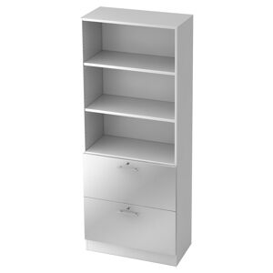 hjh OFFICE PRO SIGNA G 7300 RE - Armoire avec dispositif pour dossiers suspendus (verrouillable) poignée de bastingage plastique blanc/argent