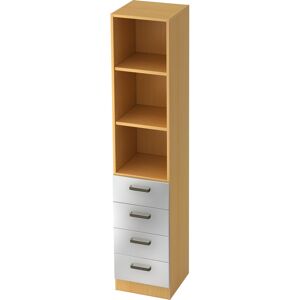 hjh OFFICE PRO SIGNA G 7600 SG - Hetre/Argent Armoire avec 4 tiroirs poignee striee en plastique