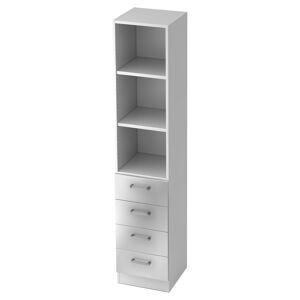 hjh OFFICE PRO SIGNA G 7600 CE - Armoire avec 4 tiroirs poignée chrome métal blanc/argent