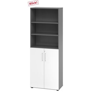 hjh OFFICE PRO BETA 9   Armoire combinée avec portes   6 HC - Graphite/Blanc