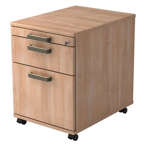 hjh OFFICE PRO SIGNA AC20 SG - Caisson bureau sur roulettes Noyer avec dispositif pour dossiers suspendus poignee striee en plastique