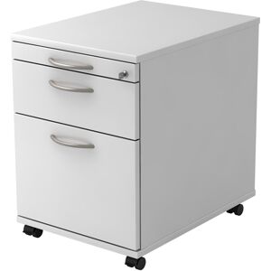 hjh OFFICE PRO SIGNA AC20 BM - Caisson bureau sur roulettes Blanc avec dispositif pour dossiers suspendus poignee arche metal