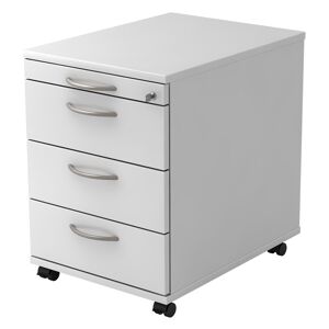 hjh OFFICE PRO SIGNA AC30 BM - Caisson bureau sur roulettes Blanc avec 3 tiroirs poignee arche metal