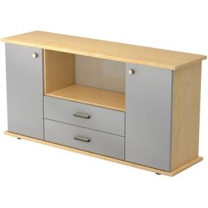 hjh OFFICE PRO KAPA SB   Sideboard   avec protes et tiroirs - Érable/Argent Buffet poignee striee en plastique