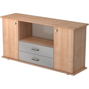 hjh OFFICE PRO KAPA SB   Sideboard   avec protes et tiroirs - Noyer Buffet poignée striée en plastique