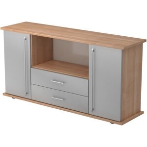 hjh OFFICE PRO KAPA SB   Sideboard   avec protes et tiroirs - Noyer/Argent Buffet poignée de bastingage plastique