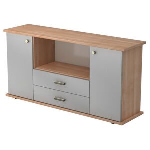 hjh OFFICE PRO KAPA SB   Sideboard   avec protes et tiroirs - Noyer/Argent Buffet poignée striée en plastique