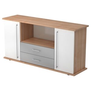 hjh OFFICE PRO KAPA SB   Sideboard   avec protes et tiroirs - Noyer/Blanc Buffet poignée de bastingage plastique