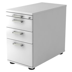 hjh OFFICE PRO SIGNA SC40 CE - Caisson bureau sur roulettes Blanc avec dispositif pour dossiers suspendus poignee chrome metal