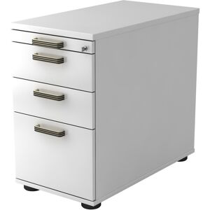 hjh OFFICE PRO SIGNA SC40 SG - Caisson bureau sur roulettes Blanc avec dispositif pour dossiers suspendus poignée striée en plastique