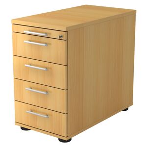 hjh OFFICE PRO SIGNA SC50 RE - Caisson bureau sur roulettes Hêtre avec 4 tiroirs poignée de bastingage plastique