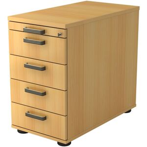 hjh OFFICE PRO SIGNA SC50 SG - Caisson bureau sur roulettes Hêtre avec 4 tiroirs poignée striée en plastique