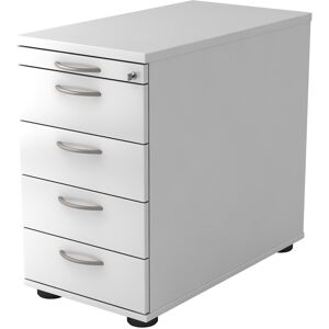 hjh OFFICE PRO SIGNA SC50 BM - Caisson bureau sur roulettes Blanc avec 4 tiroirs poignée arche métal