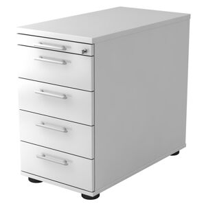 hjh OFFICE PRO SIGNA SC50 RE - Caisson bureau sur roulettes Blanc avec 4 tiroirs poignee de bastingage plastique