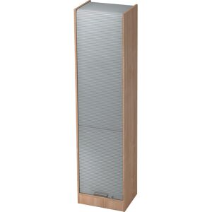 hjh OFFICE PRO SIGNA R50 SG - Noyer/Argent Armoire à rideaux poignée striée en plastique