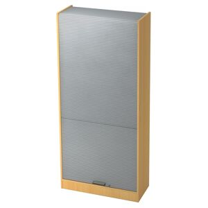 hjh OFFICE PRO SIGNA R90 SG - Hêtre/Argent Armoire à rideaux poignée striée en plastique