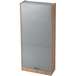 hjh OFFICE PRO SIGNA R90 SG - Noyer/Argent Armoire a rideaux poignee striee en plastique